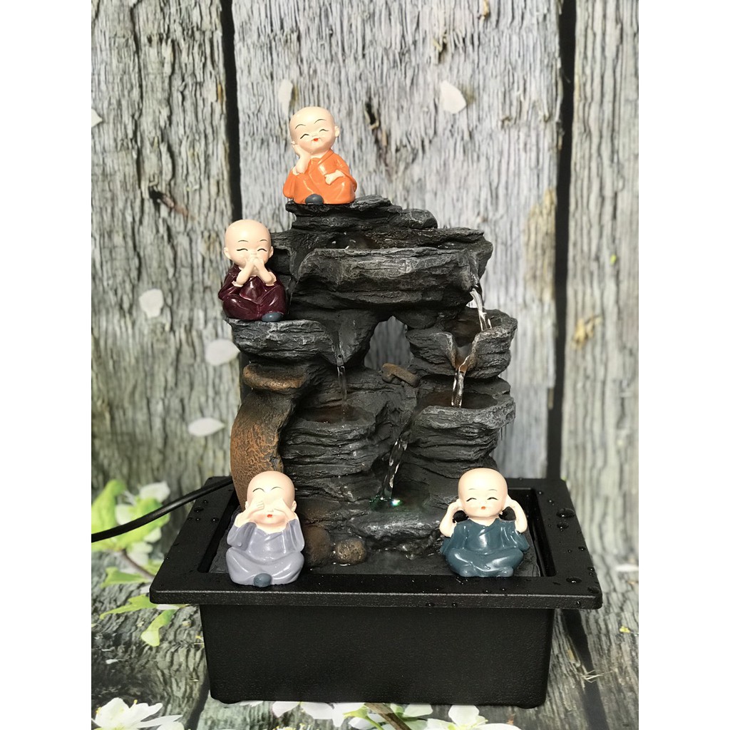 THÁC NƯỚC MINI ĐỂ BÀN – LU VỠ + 4 Chú Tiểu [BH 1 tháng] | BigBuy360 - bigbuy360.vn