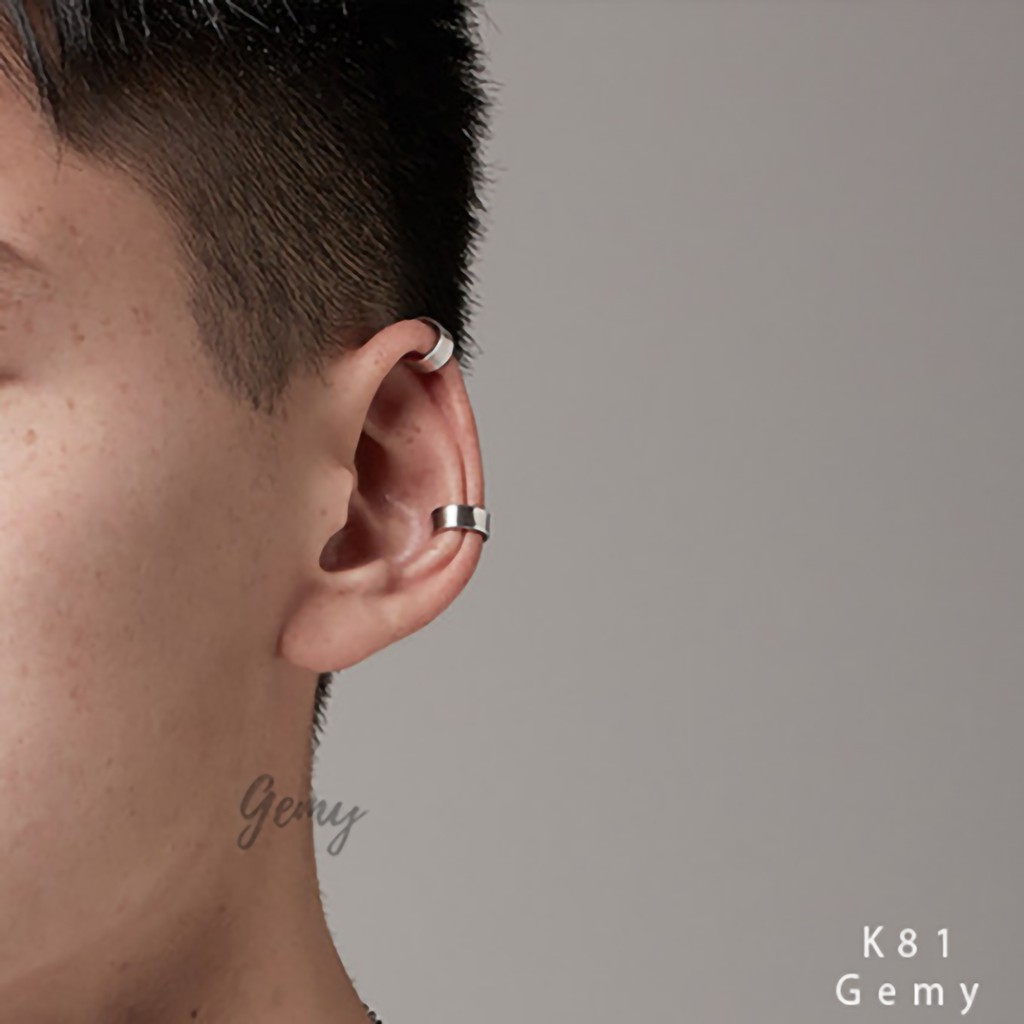 Bông tai, Khuyên tai nam nữ bạc Retro kẹp vành không cần xỏ lỗ thiết kế đơn giản, cá tính K81(1 chiếc)| GEMY SILVER