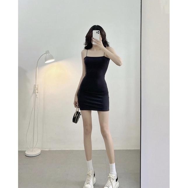 Đầm Body 2 Dây Sợi Bún Chất Thun Borip Dày Mịn Đẹp Siu Tôn Dáng