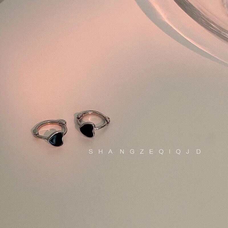 Bông tai bạc nữ khoen tròn trái tim bạc 925 Minh Tâm Jewelry