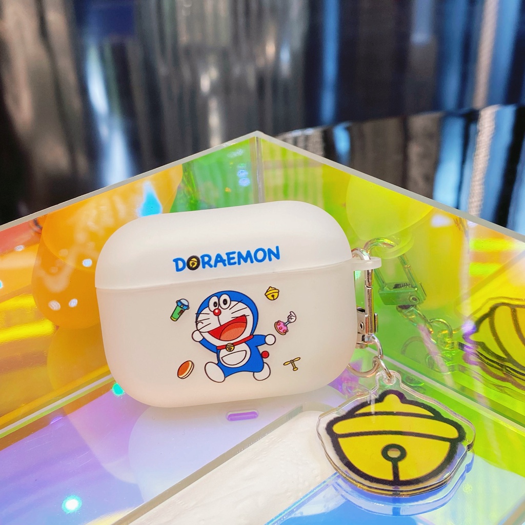 Vỏ bảo vệ hộp sạc tai nghe Airpods Pro 1 2 3 bằng TPU hình chú mèo gắn chuông với mặt trang sức