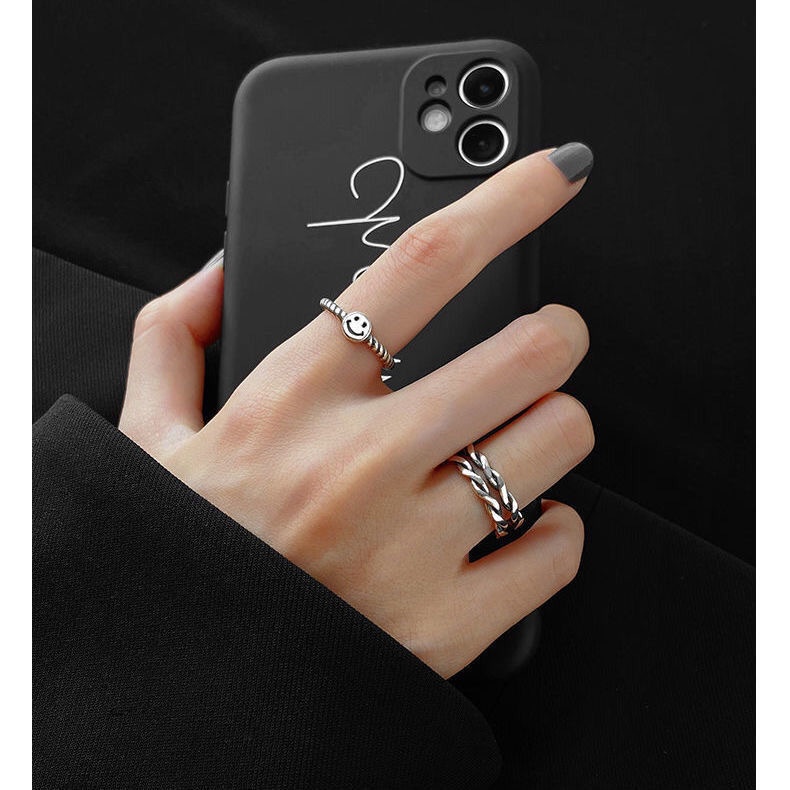 ✨✨Set 2 Nhẫn Đeo Tay Kim Loại Tạo Hình Mặt Cười Thời Trang Cho Nữ