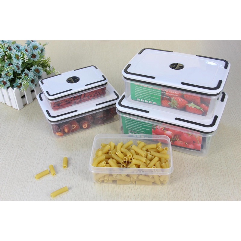 SET 5 HỘP ĐỰNG THỰC PHẨM ĐỂ TỦ LẠNH CÓ NẮP ĐẬY HÚT CHÂN KHÔNG