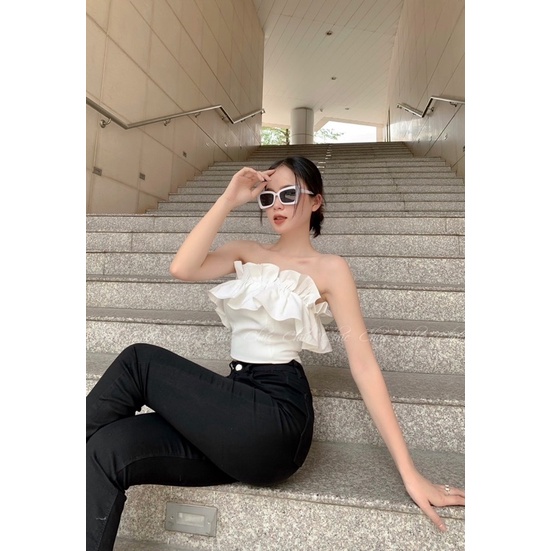 Áo Crop bèo trễ vai (Ảnh Thật Shop Chụp) cực xinh