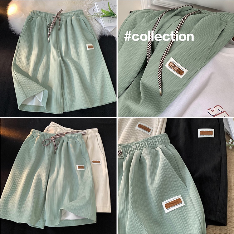 Quần Short Lưng Cao Ống Rộng Dây Rút Màu Sắc Trơn Dành Cho Nữ