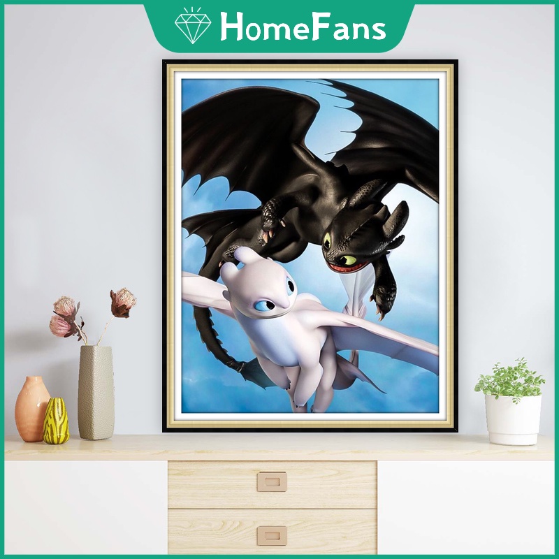 Bộ Tranh Đính Đá 5D Tự Làm 30x40cm / 40x50cm Hình Phim Bí Kíp Luyện Rồng