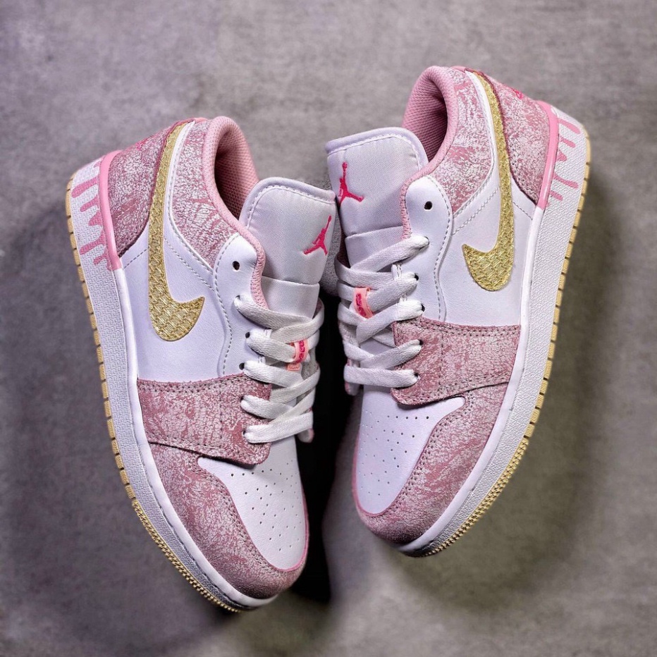 [Ảnh+Video thật] Giày Thể Thao Nữ Air Jordan 1 Low, Giày Sneaker JD 1 Hồng Kem Vảy Sơn cực hot cho Nữ Full Box 2021 | BigBuy360 - bigbuy360.vn