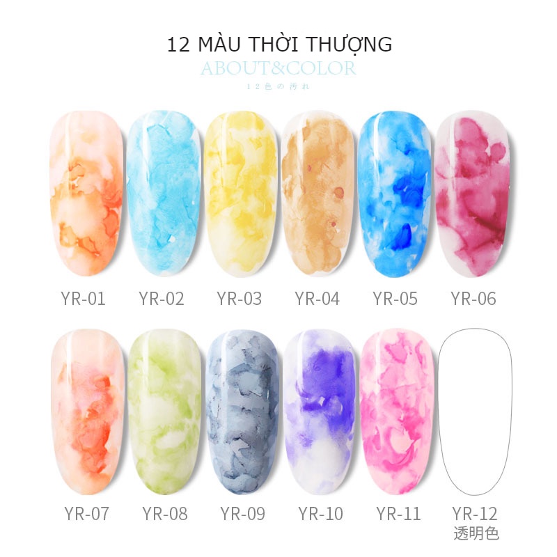 Cồn loang nail Misscheering 15ml , gel loang cồn móng tay trắng đen nhiều màu thời thượng ,sticker loang cồn dán móng