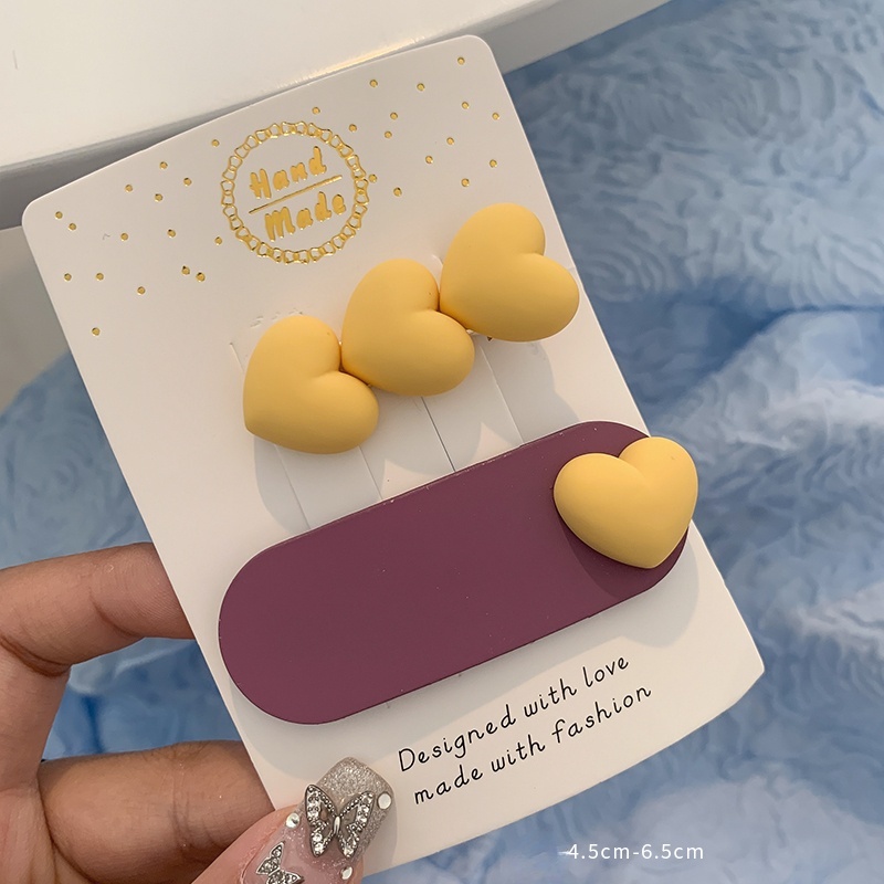Set 2 kẹp tóc bb hình trái tim nhiều màu sắc phong cách Hàn Quốc dễ thương
