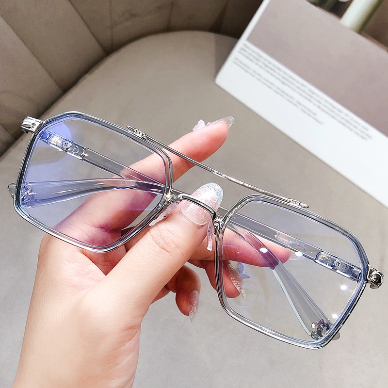 Kính mát gọng kim loại chống tia bức xạ phong cách retro hàn quốc