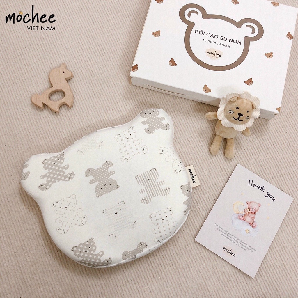 Gối chặn cao su non cho bé Mochee, gối nằm cao su non tự nhiên cho trẻ - Monnie Kids