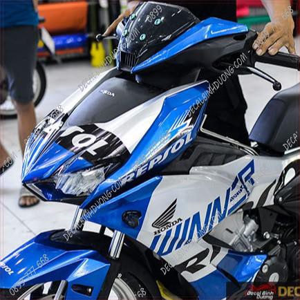 Tem Trùm Winner X Xanh Bạc Đen Phong Cách Repsol - Decal Candy Cao Cấp