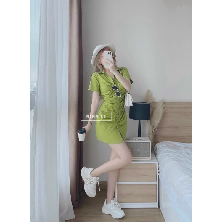 (Mẫu Mới) Đầm SIU Thiết Kế Hàng Cúc Cổ Sơ Mi Cực Sang Chảnh UP h.h.p