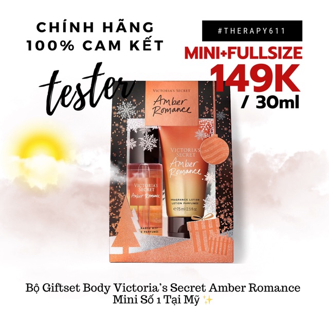 [𝗦𝗔𝗟𝗘]..::✨Set Xịt Dưỡng Body Mist Victoria’s Secret "AMBER ROMANCE" 75ml✨::.. | Thế Giới Skin Care