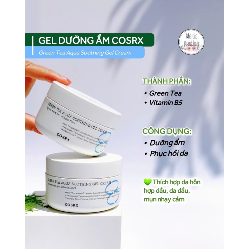 Kem dưỡng trà xanh B5 COSRX GREEN TEA AQUA SOOTHING GEL CREAM | BigBuy360 - bigbuy360.vn