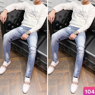 Quần jean nam xanh nhạt trơn rách gối chất bò cao cấp co dãn 4 chiều, quần rin nam mới cực đẹp HB73 nhiều mẫu