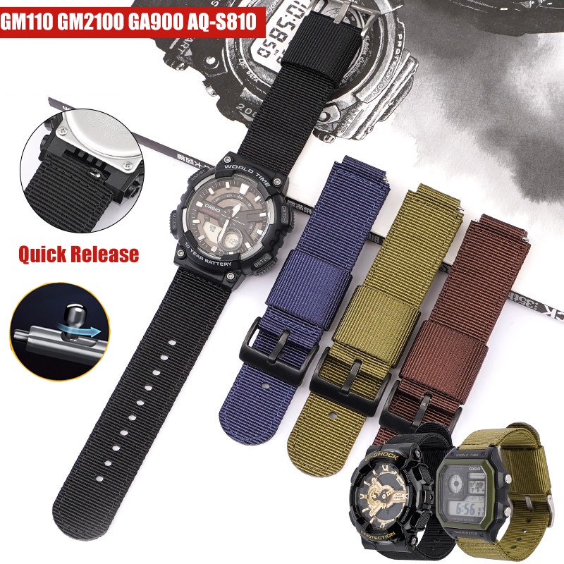 Dây Đeo Thay Thế Bằng Vải Bạt Nylon Cho Đồng Hồ Casio G-SHOCK GM-110 GM-2100 GA-900 AQ-S810 16mm 18mm