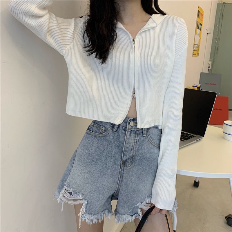 Áo Khoác Cardigan Mỏng Tay Dài Có Nón Hai Lớp Màu Sắc Trơn Dáng Rộng