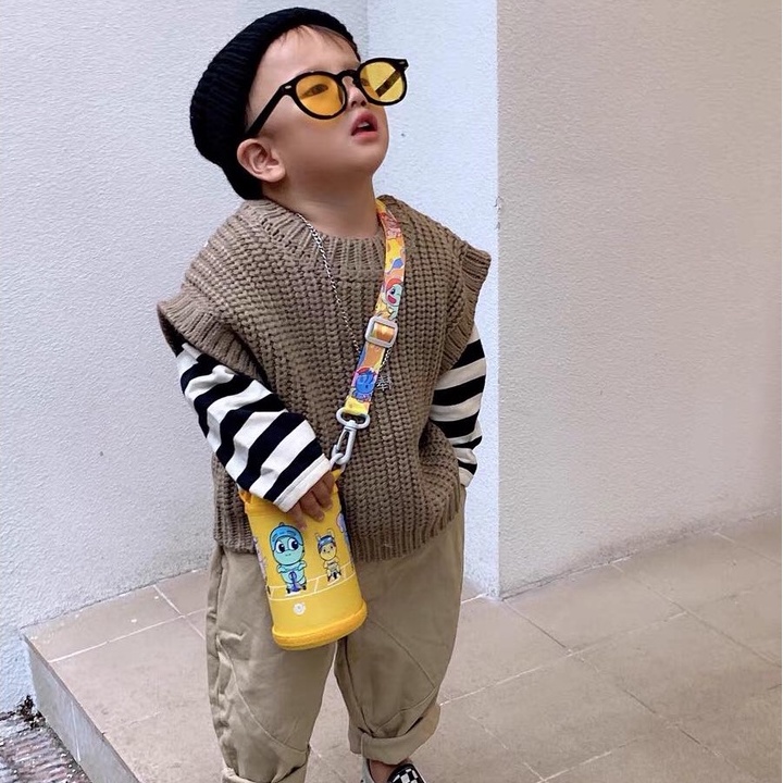 Áo len ghi lê trơn Hàn Quốc cho bé gái bé trai size 80-120