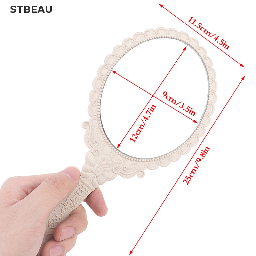 [Hàng mới về] Gương trang điểm cầm tay chạm khắc phong cách vintage