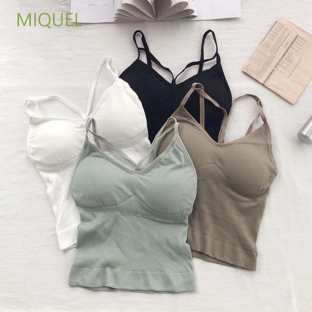 Áo tank top hai dây có mút đệm ngực cổ chữ V gợi cảm phong cách đường phố Hàn Quốc cho nữ