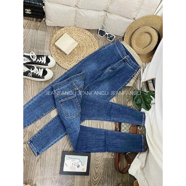 Quần jean bó skiny túi nắp cạp cao chất bò co giãn đẹp dày dặn , quần bò ôm giãn hách dáng by JEAN FANGU