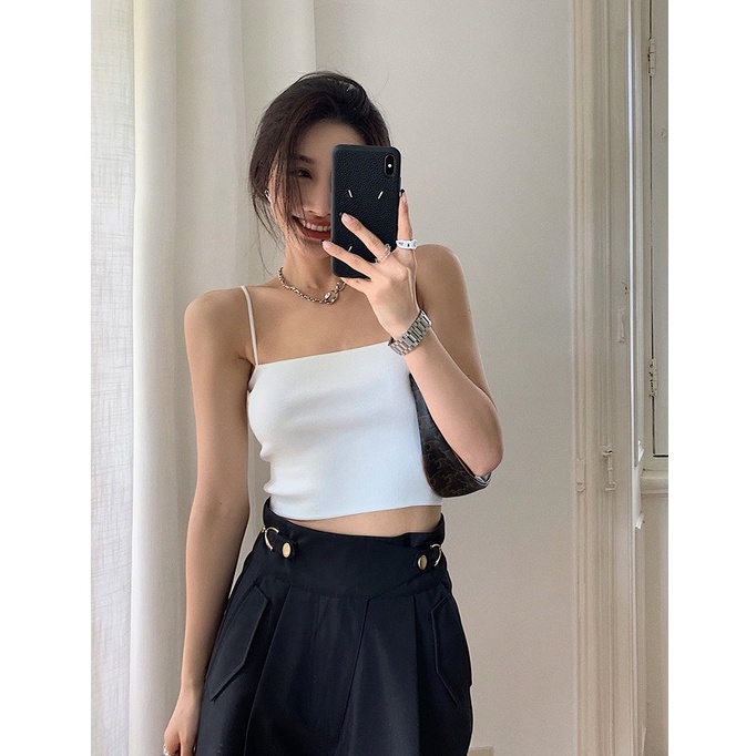 Áo hai dây QKOOLE ôm dáng phong cách Hàn Quốc quyến rũ cho nữ