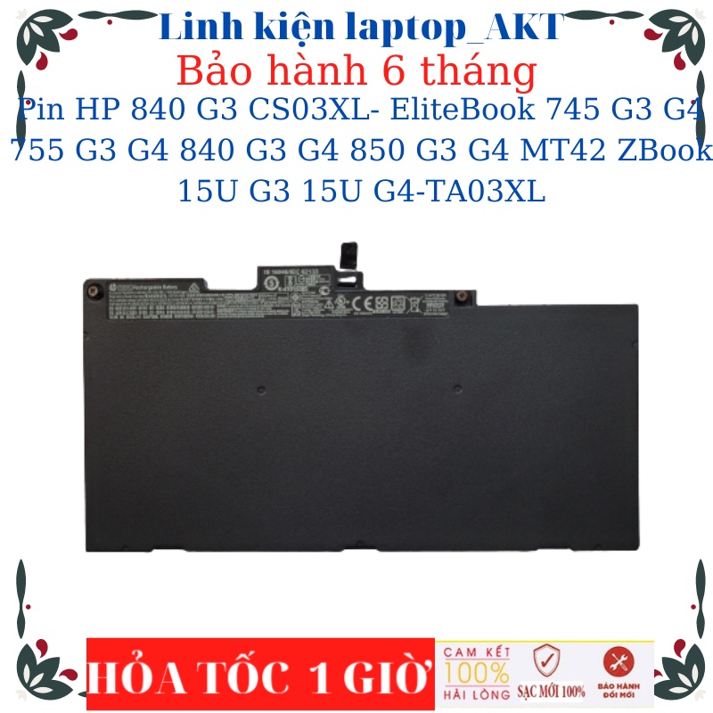 Pin Laptop HP 840 G3 CS03XL- EliteBook 745 G3 G4 755 G3 G4 840 G3 G4 850 G3 G4 MT42 ZBook 15U G3 15U G4-TA03XL- ZIN