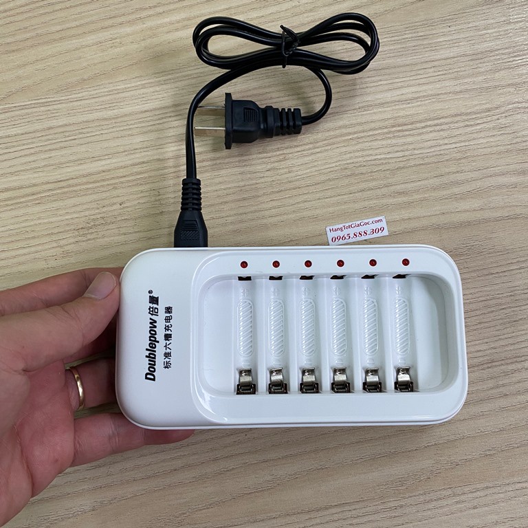 Bộ sạc 6 pin AA và AAA 1.2V – 1.5 V chính hãng Dowblepow cho micro không dây, đồ chơi (SP15)