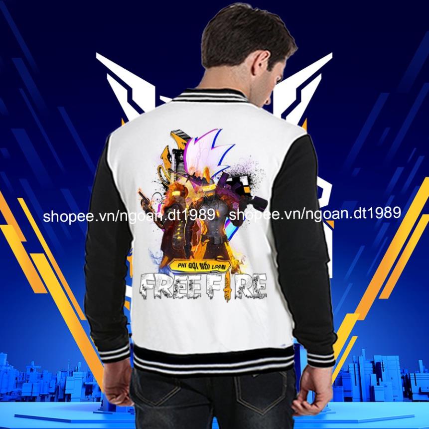 Áo FF - Áo Khoác Free Fire Phi Đội Nổi Loạn Màu Trắng Tay Đen