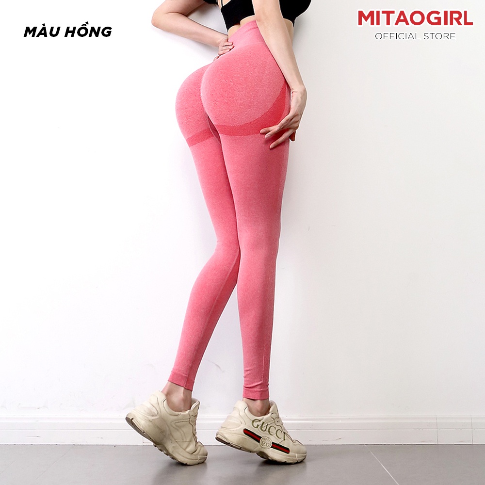 Quần tập gym yoga nữ MITAOGIRL có chun mông dáng legging dài chất vải dệt kim co giãn cạp cao nâng mông