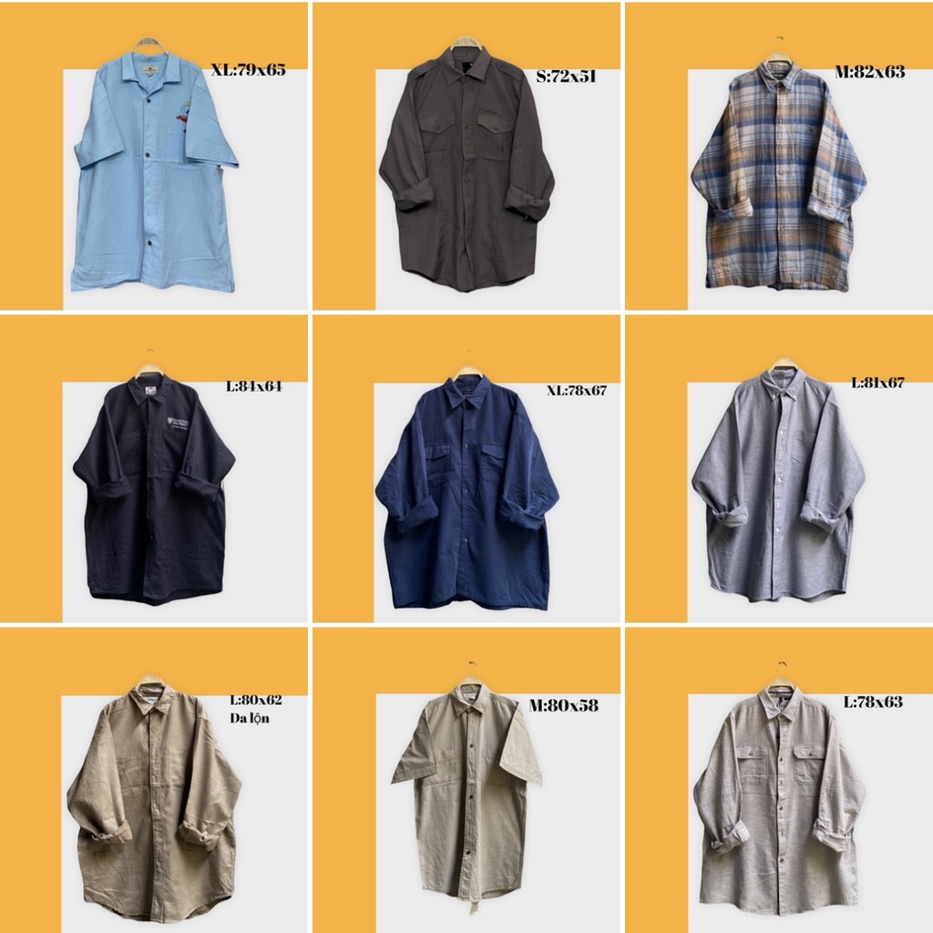 Áo sơ mi kaki tay ngắn và dài 2hand unisex nam nữ