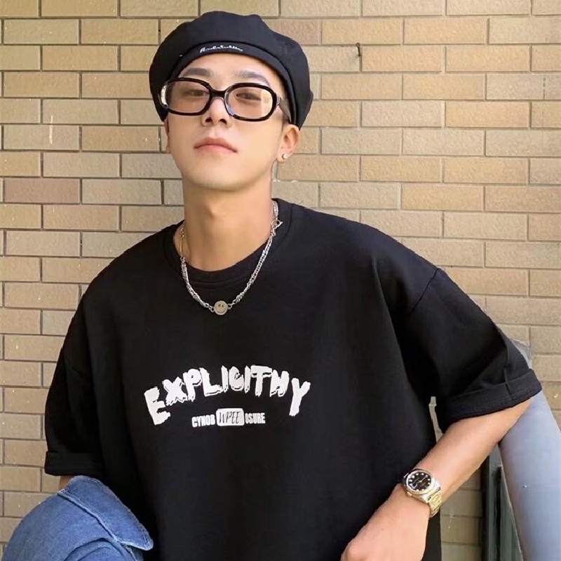 Áo Thun Tay Ngắn Cổ Tròn Thời Trang Hàn Quốc Cho Nam Size M-5XL