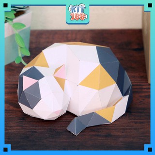 Mô hình giấy động vật Polygon Cat