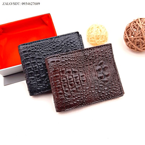 Ví ngang nam, ví da cá sấu nguyên con 1 mặt.