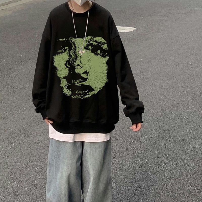 Áo sweater SELVZE chất liệu cotton cổ tròn phong cách đường phố Mỹ thời trang cao cấp dành cho nữ