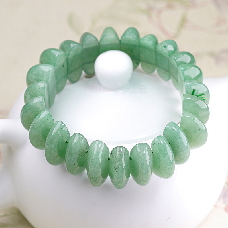 Vòng Tay Chuỗi Hạt Đá Aventurine Tự Nhiên Màu Xanh Lá Hình Mặt Trăng