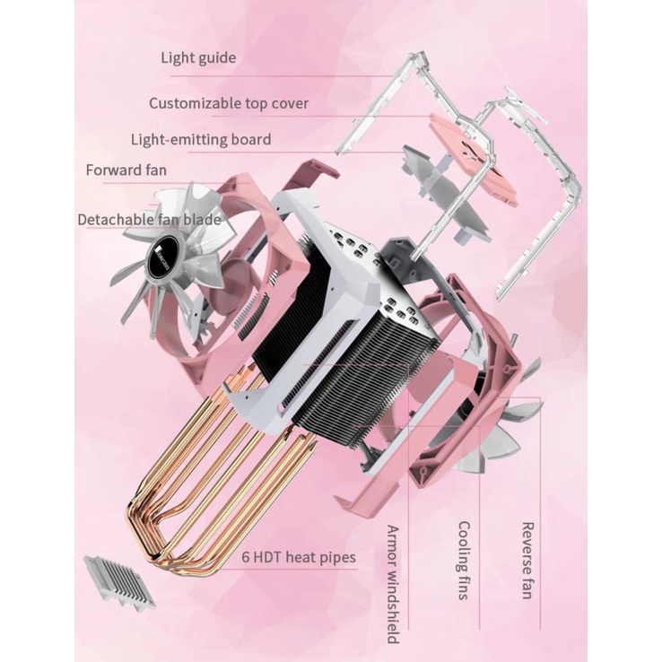 Tản nhiệt khí Cpu JONSBO CR-1100 ARGB Sync Màu Hồng - CR1100 Pink