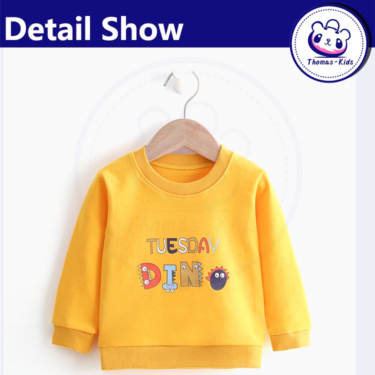 [THOMAS Kids] Áo Cotton Nguyên Chất Dài Tay Dày Dặn Thoải Mái Thân Thiện Với Da Họa Tiết Hoạt Hình Xuân Thu Dành Cho Bé Trai Bé Gái 3 -