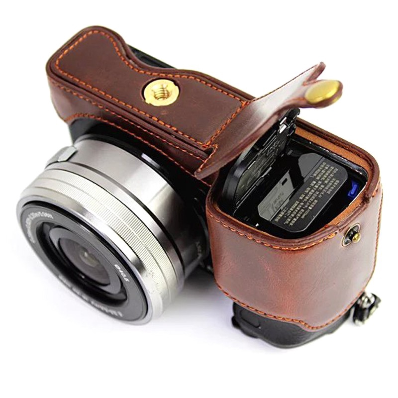 Ốp da PU bọc nửa thân bảo vệ máy ảnh Sony A6400 A6300 A6100 A6000 ILCE-6400 ILCE-6300 ILCE-6100 ILCE-6000