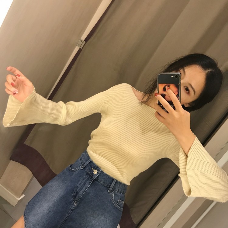 Áo Sweater Nữ Tay Loe Cổ Tròn Thời Trang Xuân Thu Phong Cách Hàn Quốc | BigBuy360 - bigbuy360.vn