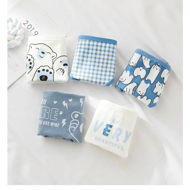 Set 5 quần lót nữ cotton mềm mịn kháng khuẩn, quần chip nữ họa tiết dễ thương cute