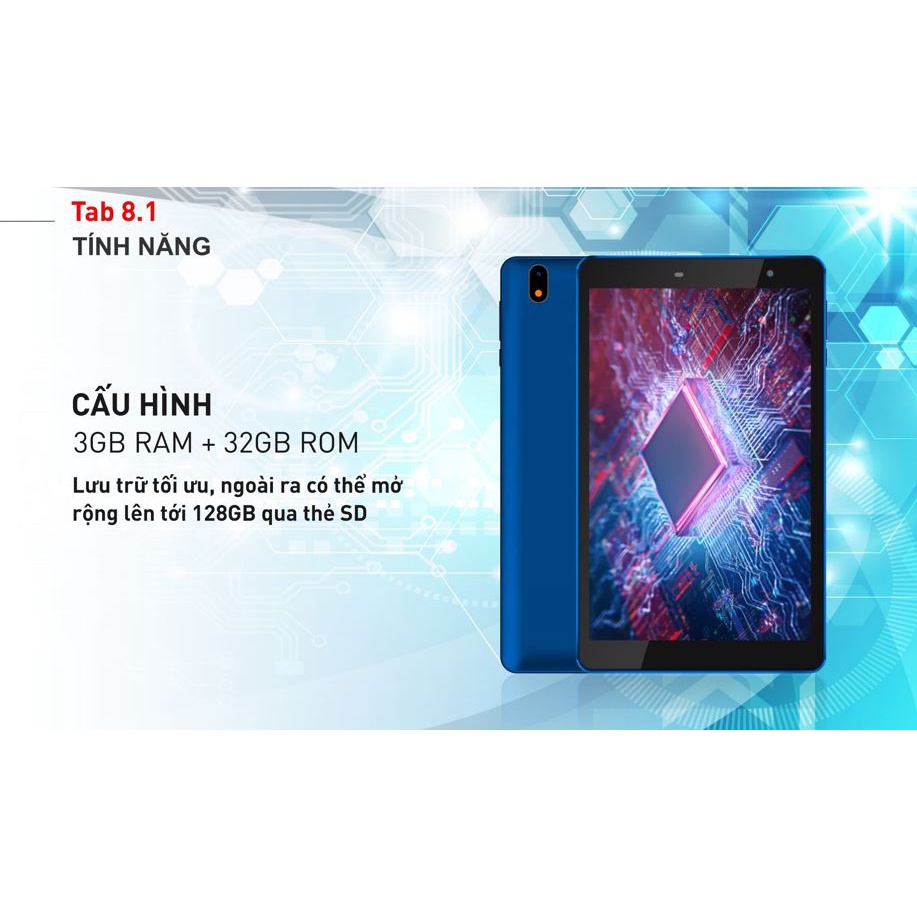 Máy tính bảng Masstel Tab 8.1 Màn hình 8inch Ram 3Gb Rom 32GB kết nối 4G