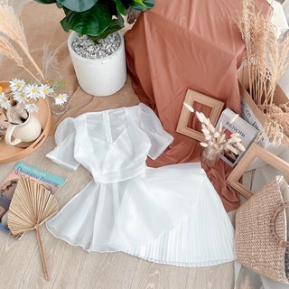 SET ÁO PEPLUM BO EO CHÂN VÁY PLI (KÈM VIDEO HÌNH THẬT)