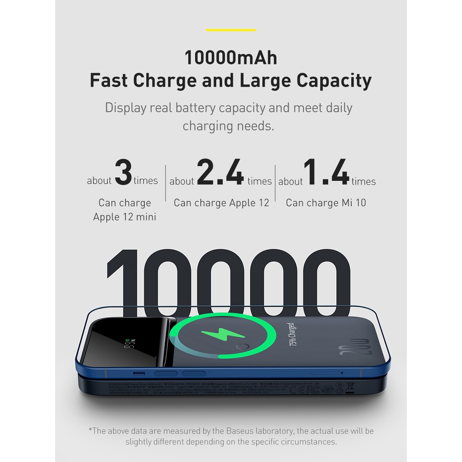 Pin dự phòng sạc không dây tích hợp nam châm PD 20W Baseus Magnetic Wireless Quick Charging Power Bank(10000mAh, PD 20W)