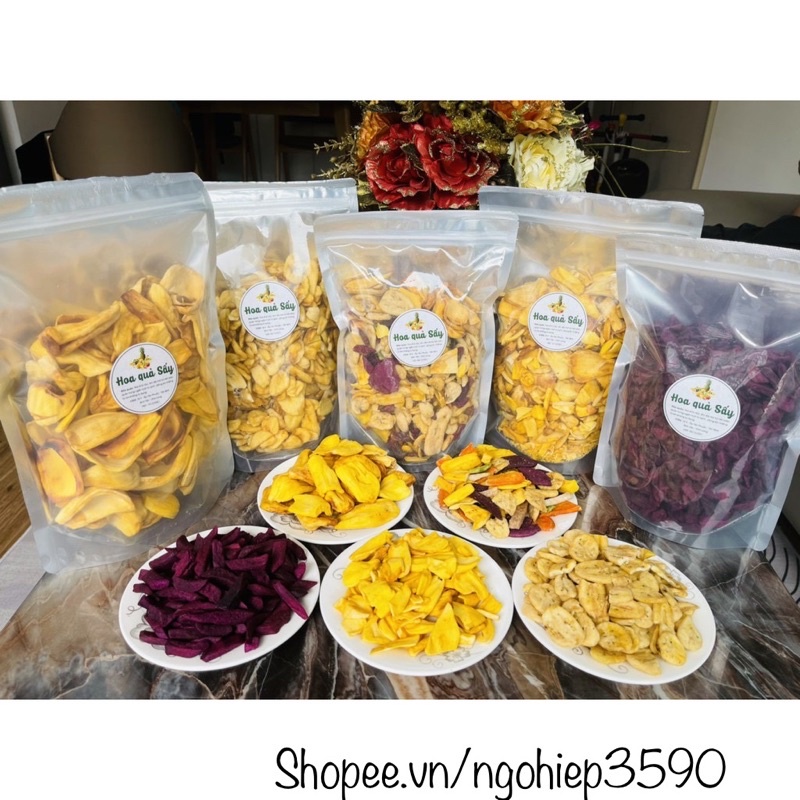 1kg HOA QUẢ SẤY VỠ (TRÁI CÂY SẤY)thập cẩm,chuối, lang tím, mít...
