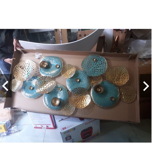 Tranh Sắt Treo Tường Nghệ Thuật,Tranh Decor Trang Trí Hoạ Tiết Lá Sen-Vật Trang Trí Tường Kim Loại-Phong Cách Mới