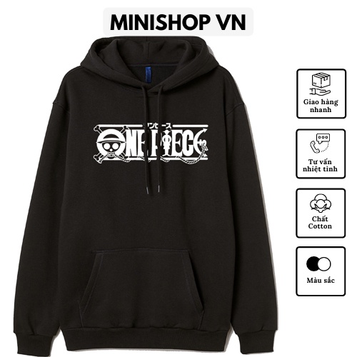 Áo nỉ hoodie nam nữ One Piece chất nỉ bông dày ấm mềm mịn dáng rộng thoải mái