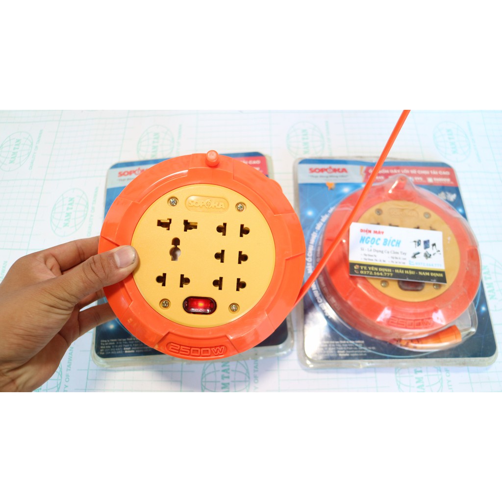 Ổ Cắm Điện Lõi sứ công suất cao ,chống cháy SOPOKA 2500w - Ổ Cắm Đa Năng Loại Quay , Cuốn Tròn
