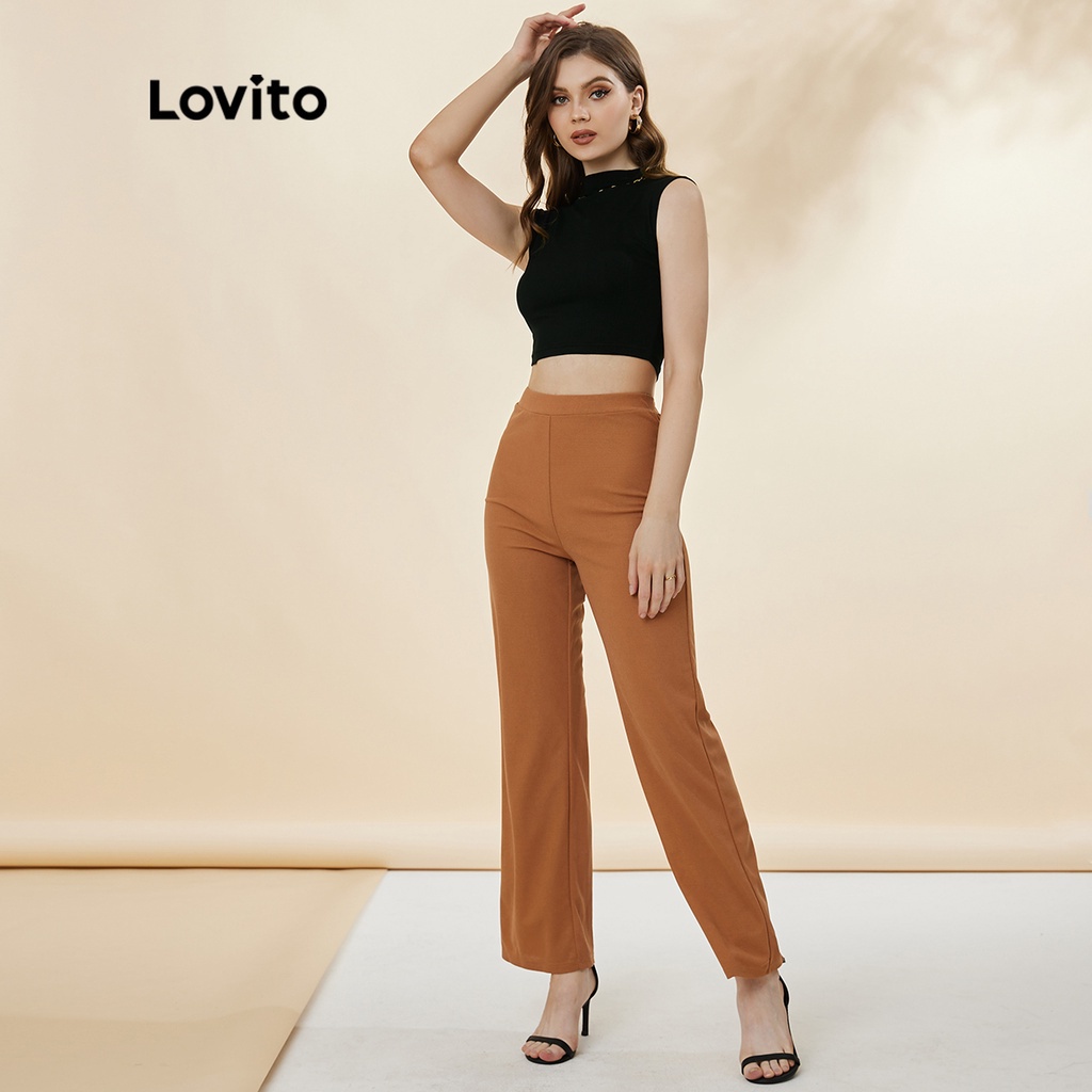 Áo sát nách Lovito thiết kế cổ đứng không tay trơn màu cơ bản L19D401